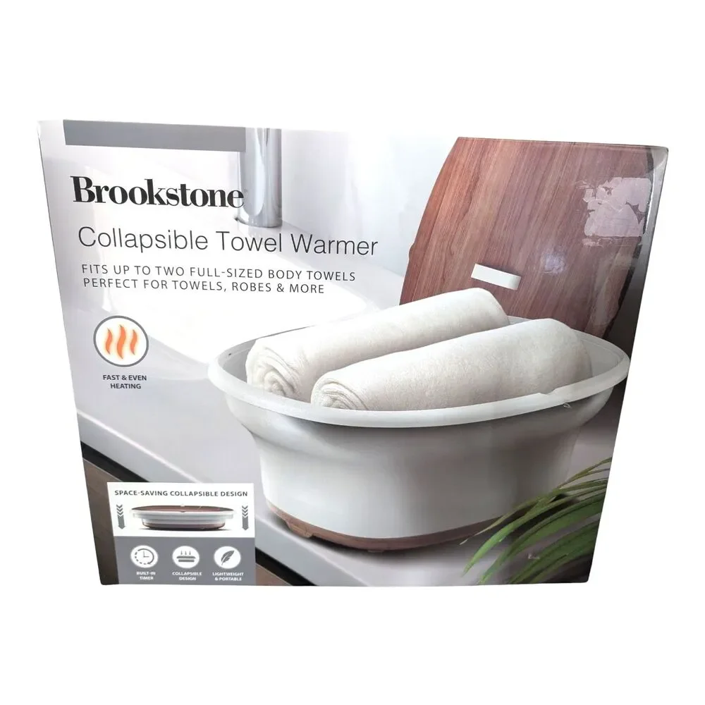 Brookstone Collapsible Holds up To 2 Large Towels, Bathrobe & Blanket Warmer New